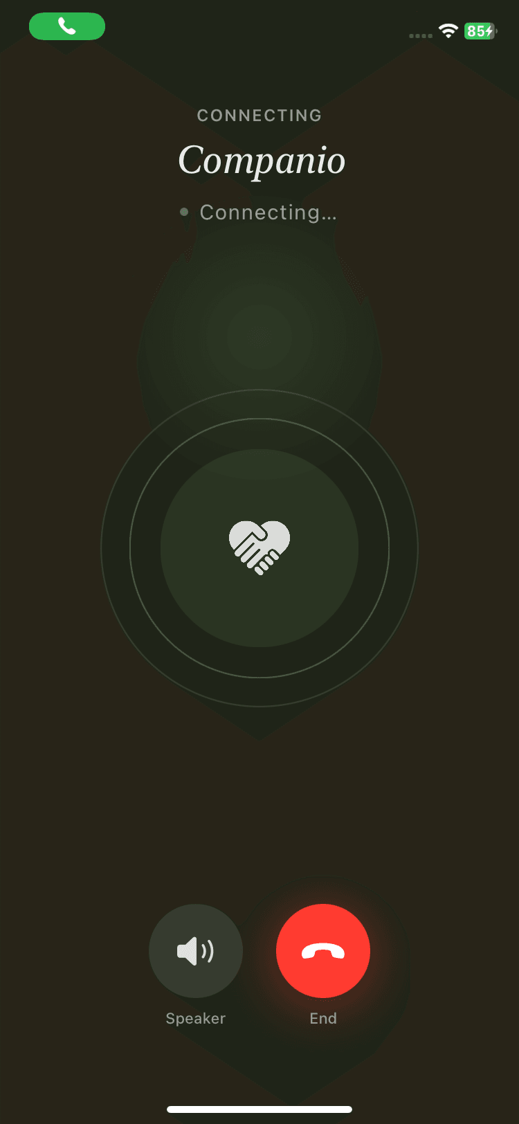 Companio in-call screen — Companio is speaking